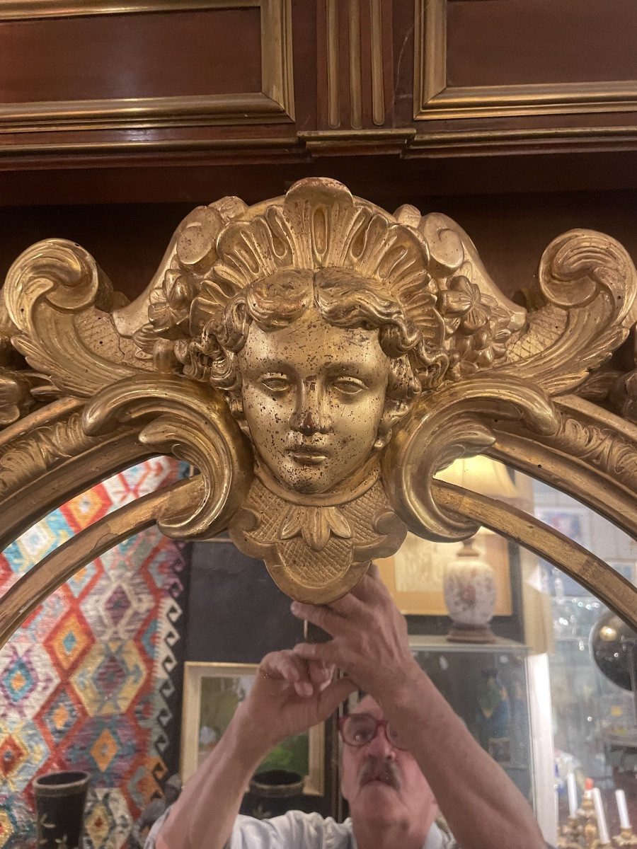 Louis XIV Style Gilded Wood Caryatid Mirror-photo-8