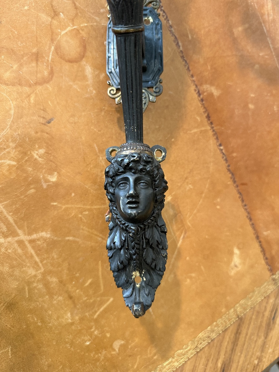 Pair Of Empire Period Bronze Sconces-photo-3