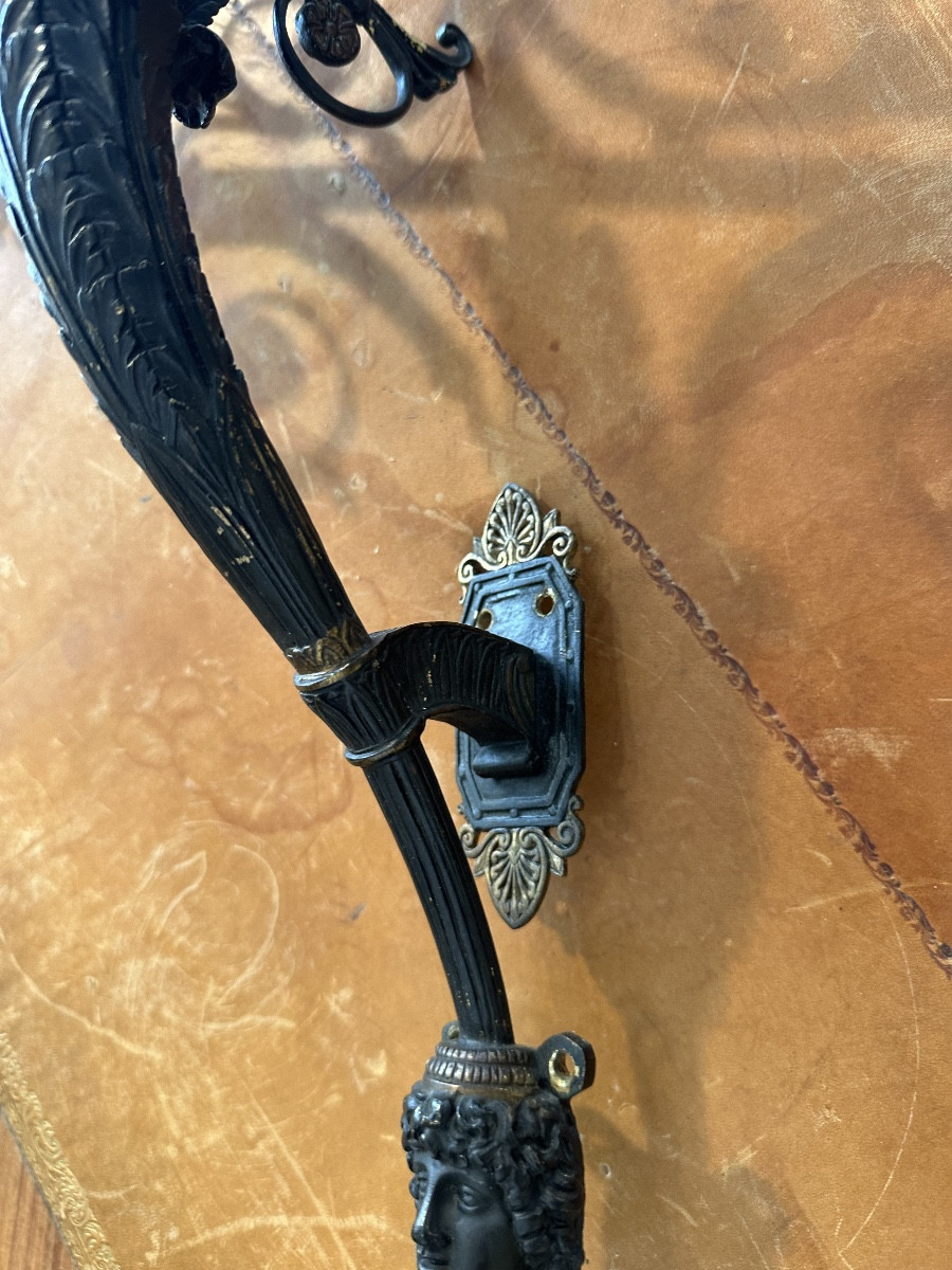 Pair Of Empire Period Bronze Sconces-photo-4