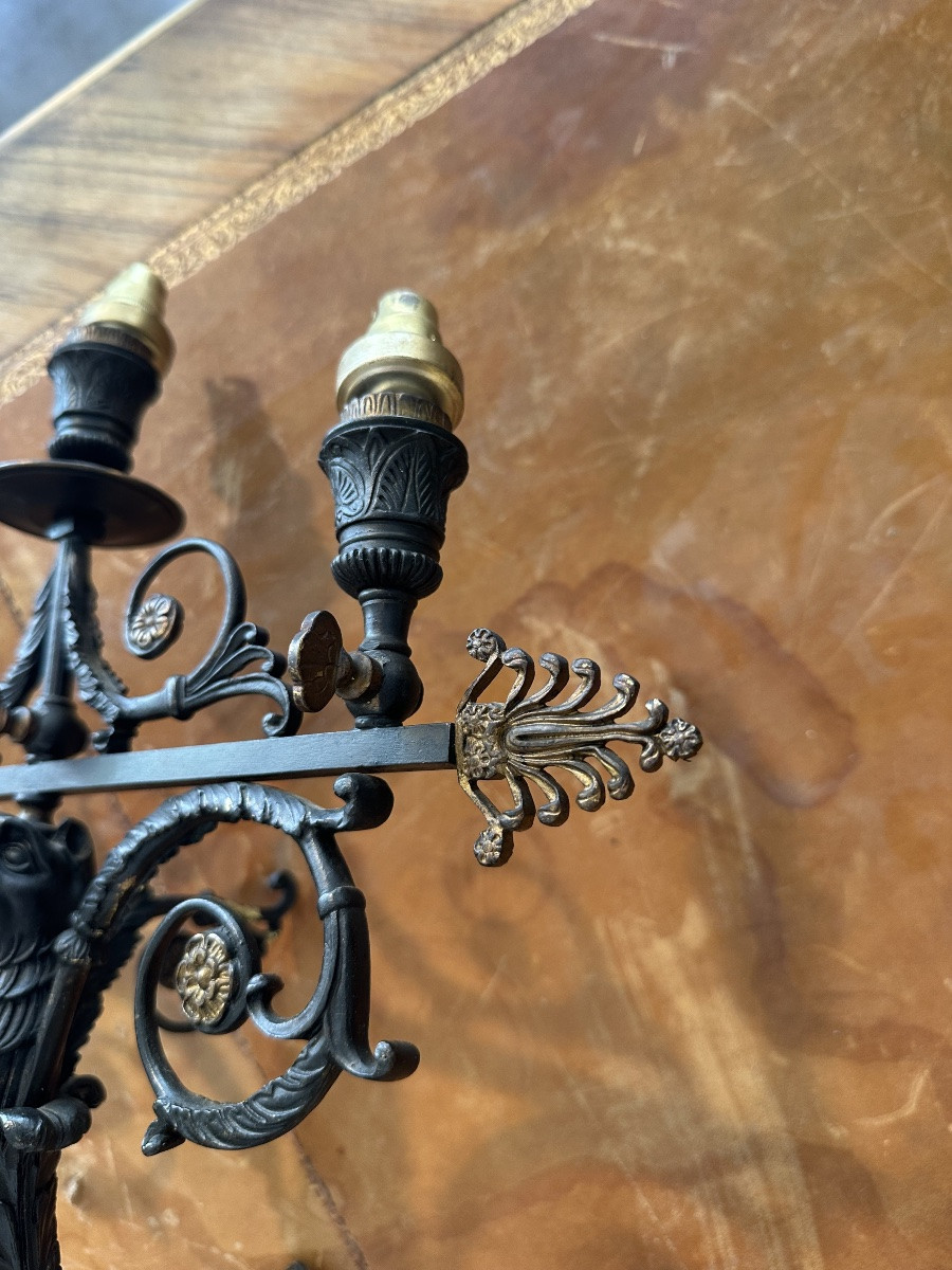 Pair Of Empire Period Bronze Sconces-photo-6