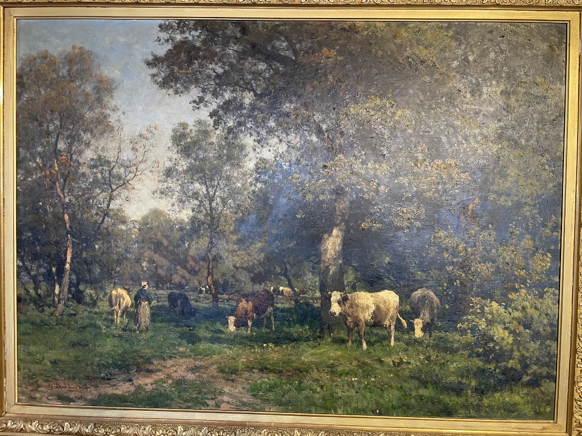 Large Painting Signed Julius Jacobs Bakhuijzen Circa 1865-photo-2