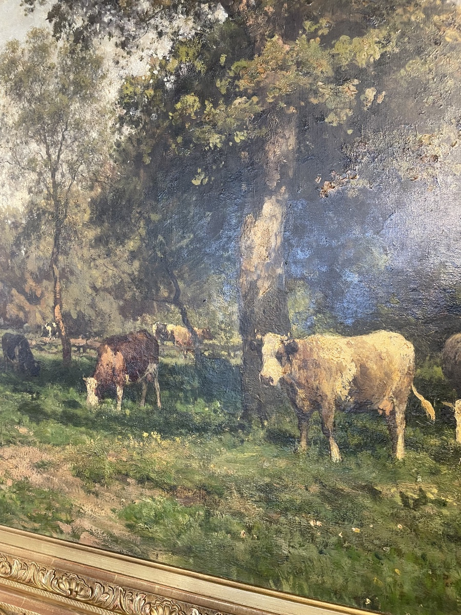 Large Painting Signed Julius Jacobs Bakhuijzen Circa 1865-photo-4