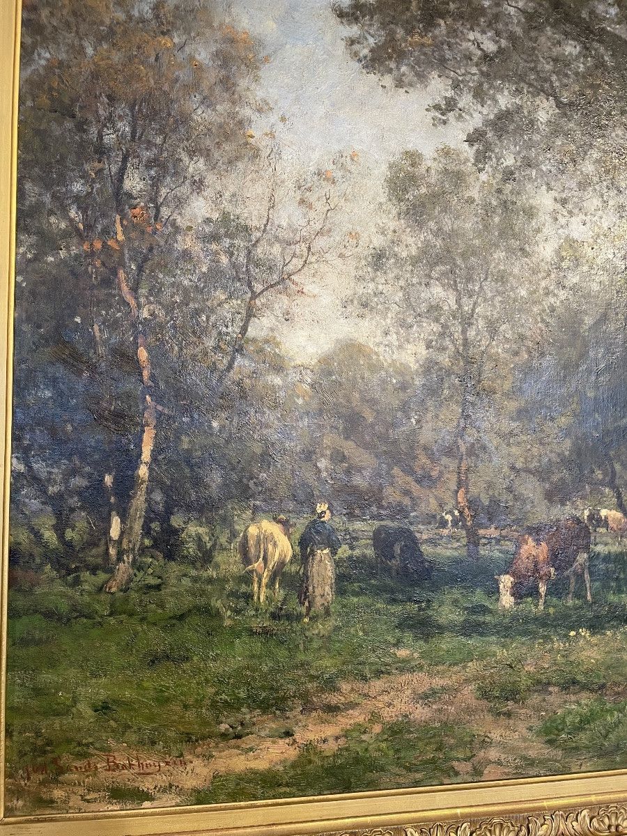 Large Painting Signed Julius Jacobs Bakhuijzen Circa 1865-photo-1