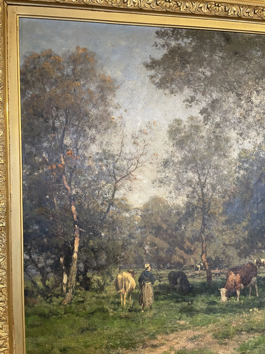 Large Painting Signed Julius Jacobs Bakhuijzen Circa 1865-photo-2