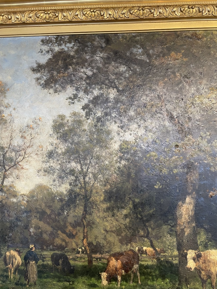 Large Painting Signed Julius Jacobs Bakhuijzen Circa 1865-photo-3