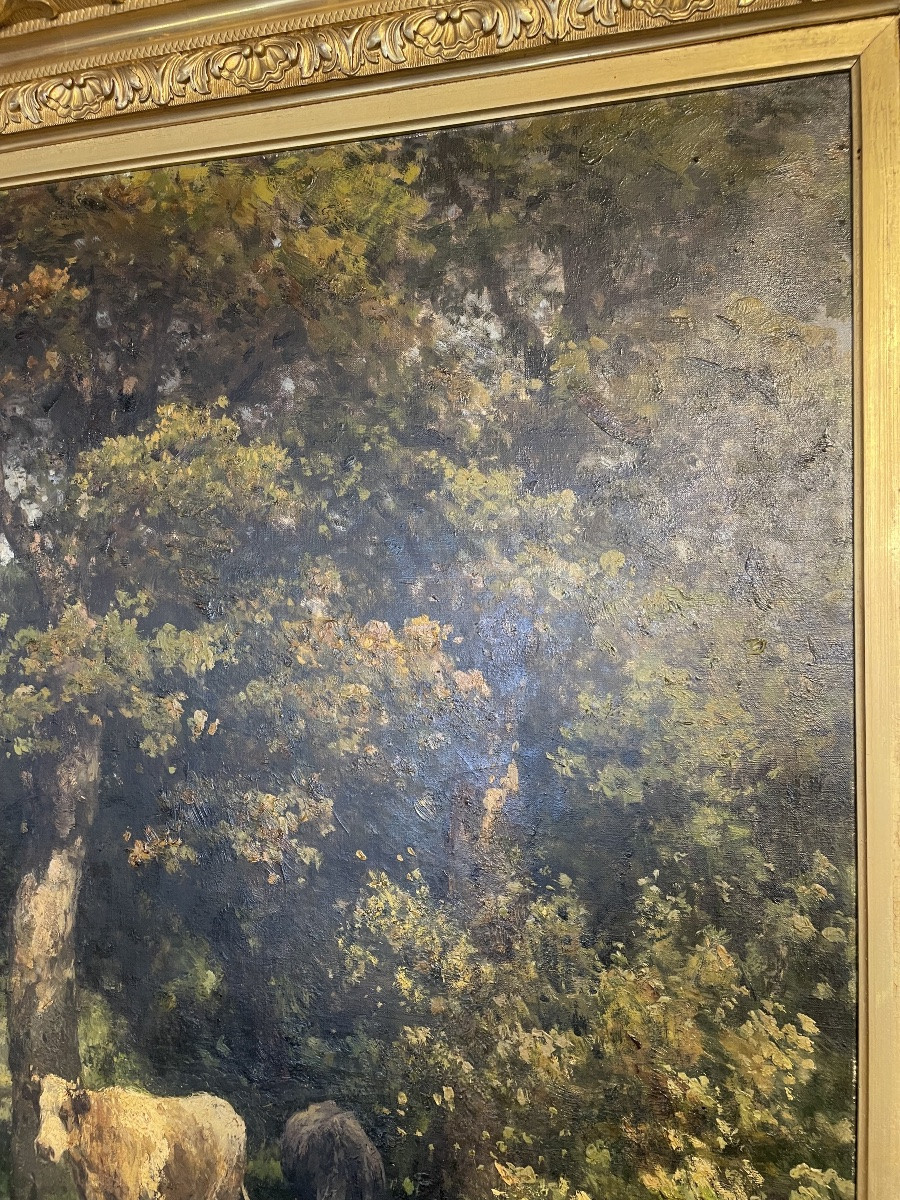 Large Painting Signed Julius Jacobs Bakhuijzen Circa 1865-photo-4