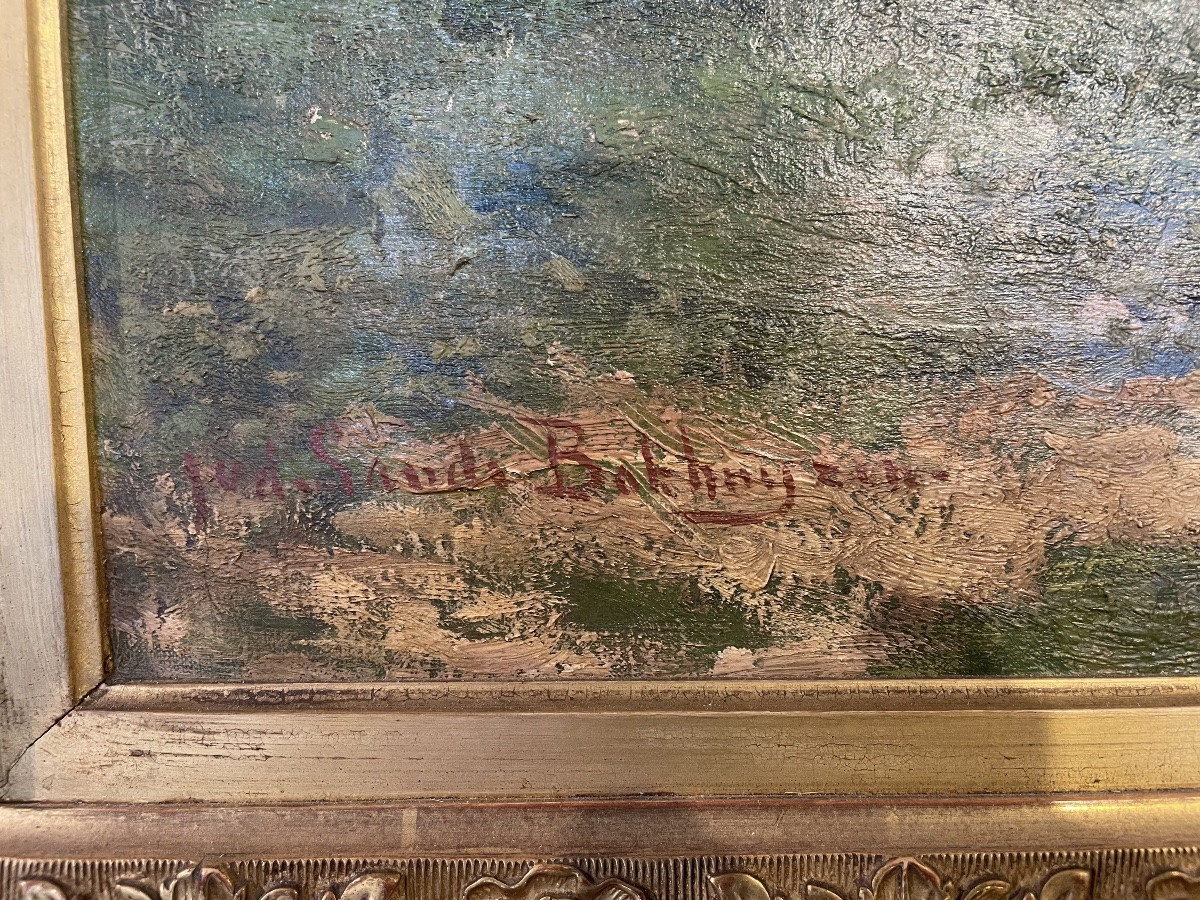 Large Painting Signed Julius Jacobs Bakhuijzen Circa 1865-photo-5