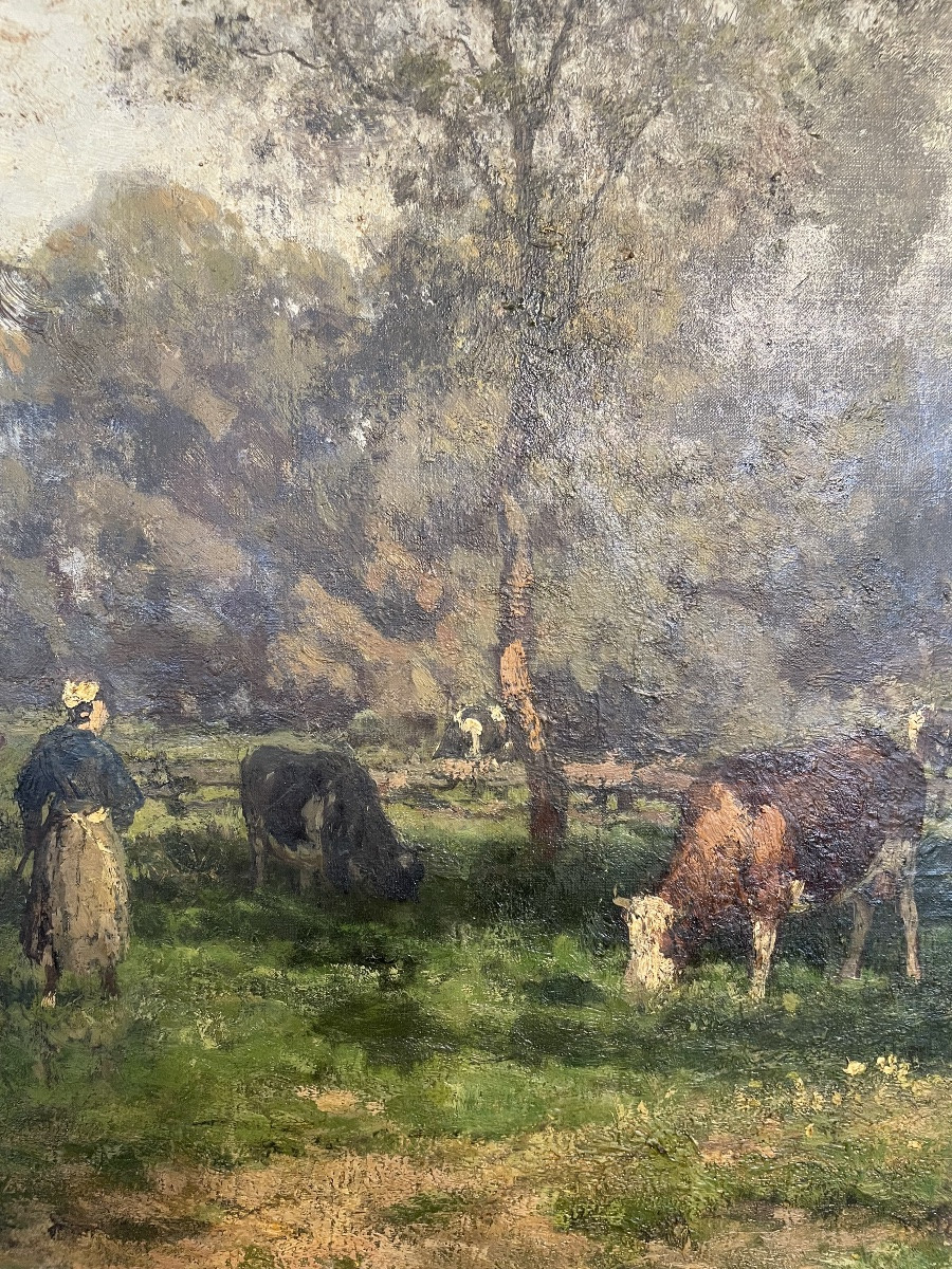 Large Painting Signed Julius Jacobs Bakhuijzen Circa 1865-photo-6