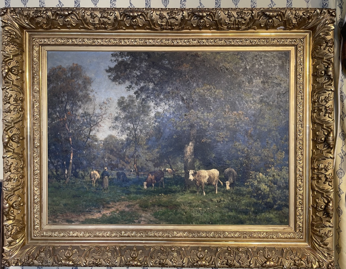 Large Painting Signed Julius Jacobs Bakhuijzen Circa 1865
