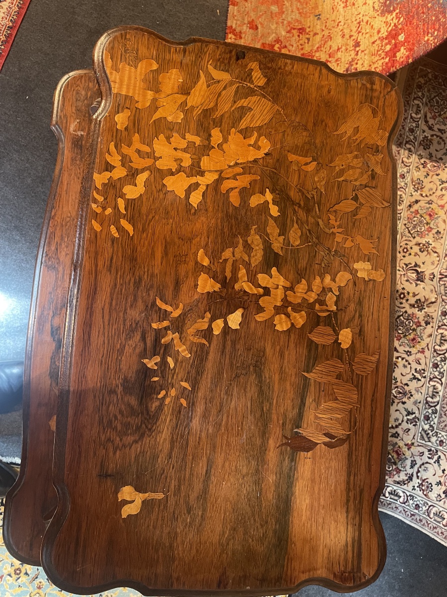 Tea Table By Gallé, Featuring Precious Wood Marquetry -photo-2