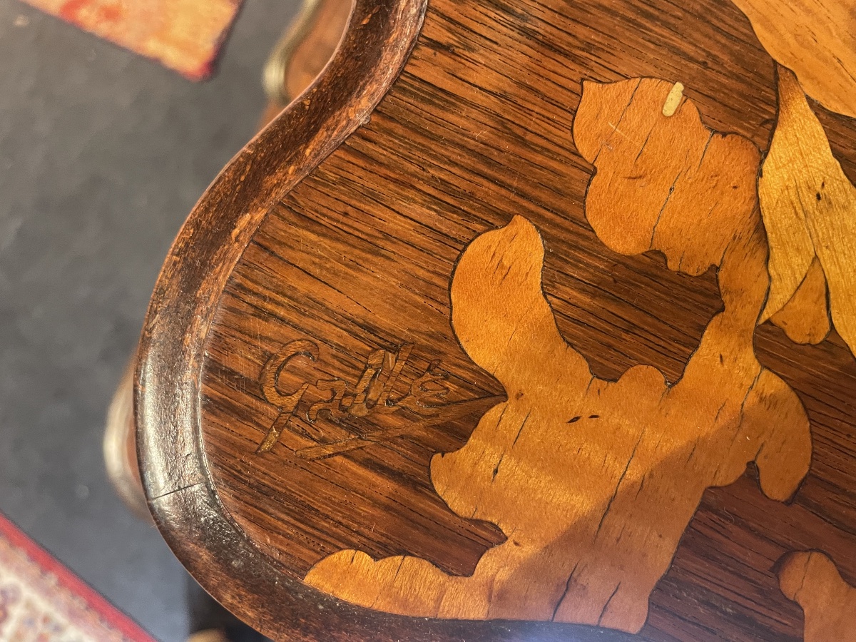 Tea Table By Gallé, Featuring Precious Wood Marquetry -photo-3