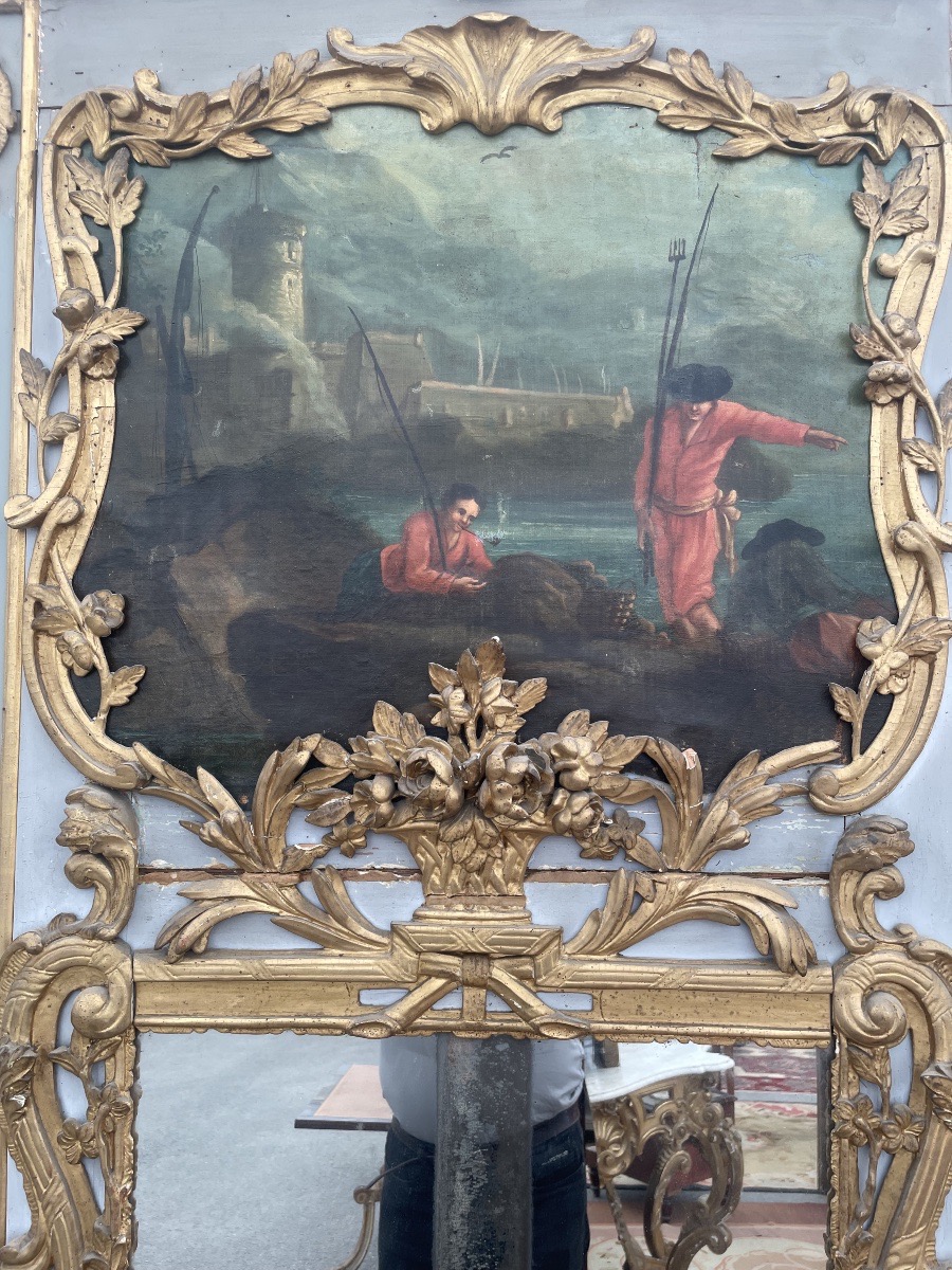 Louis XV-era Trumeau Made Of Carved And Gilded Wood -photo-3