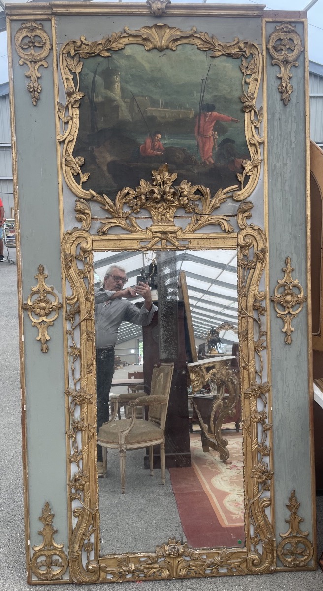 Louis XV-era Trumeau Made Of Carved And Gilded Wood 