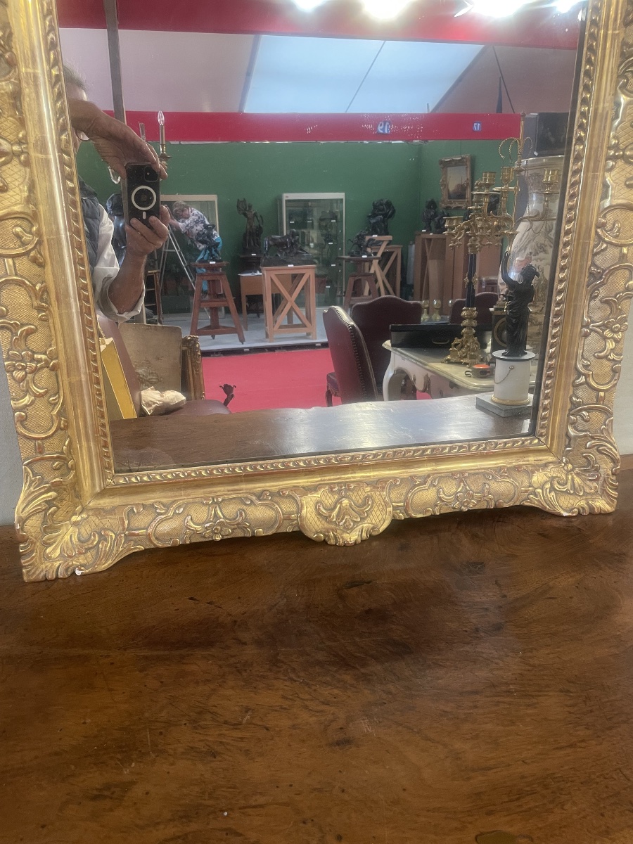 Antique Louis XV Mirror Made Of Carved And Gilded Wood -photo-3
