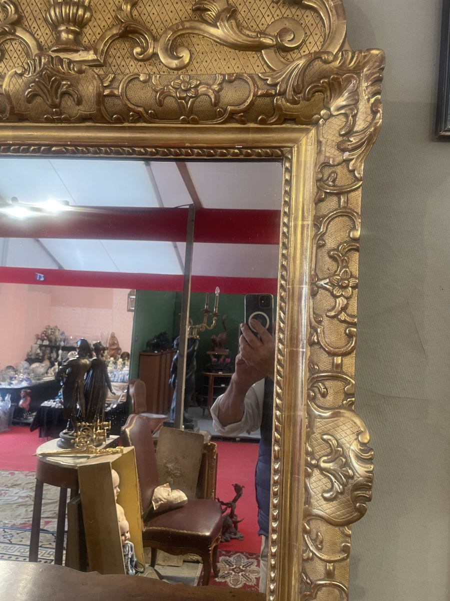Antique Louis XV Mirror Made Of Carved And Gilded Wood -photo-4