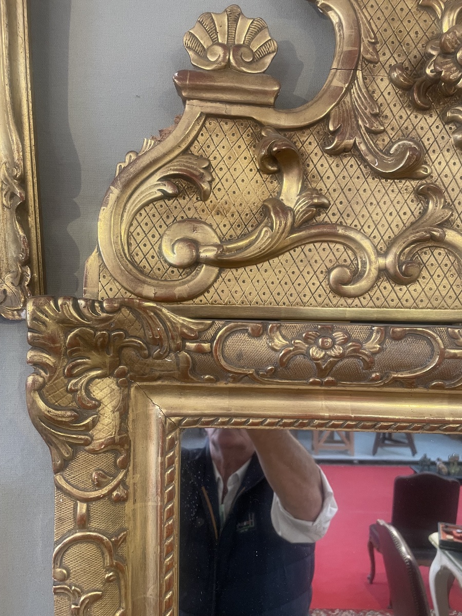 Antique Louis XV Mirror Made Of Carved And Gilded Wood -photo-3