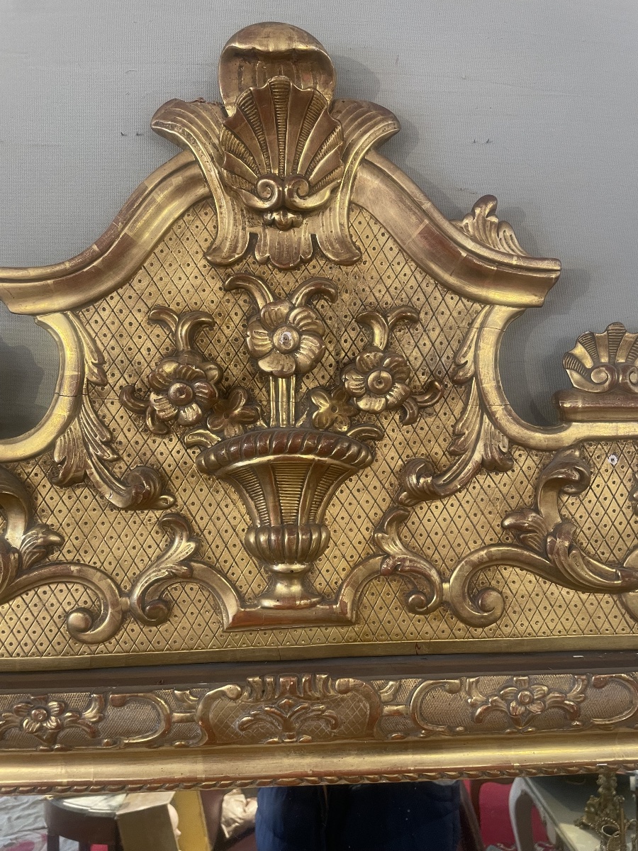 Antique Louis XV Mirror Made Of Carved And Gilded Wood -photo-4
