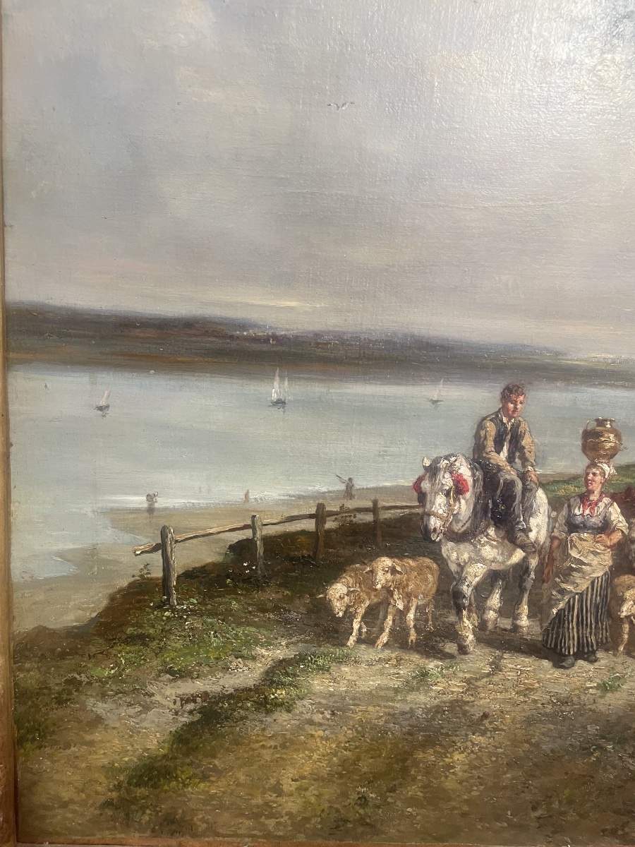 Oil On Canvas Depicting The Return Of The Herd, By J. Veyrassat-photo-3