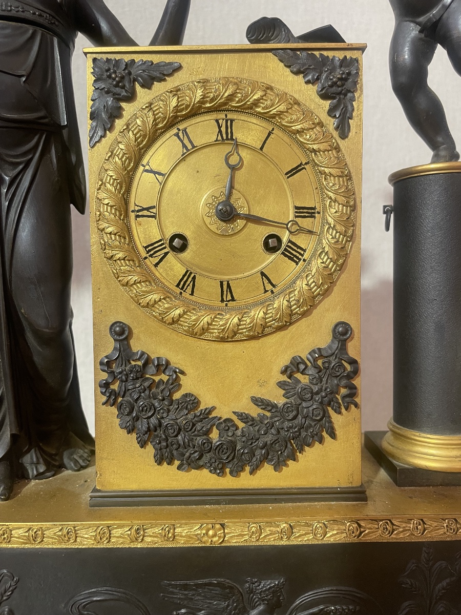 Empire-era Bronze Clock With Two Patinas -photo-3