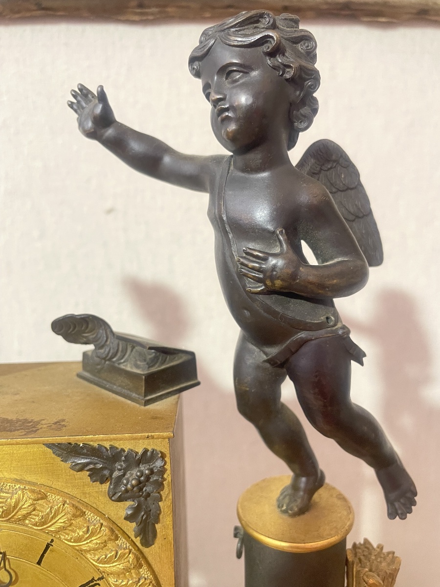 Empire-era Bronze Clock With Two Patinas -photo-2