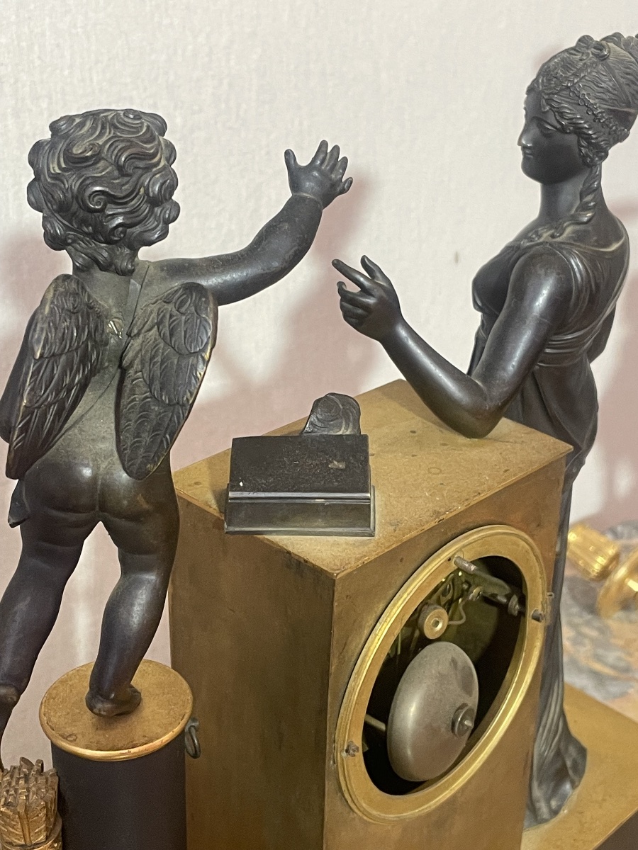 Empire-era Bronze Clock With Two Patinas -photo-7