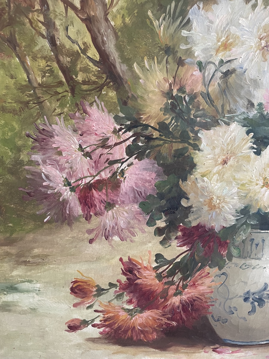 Huile sur toile représentant un bouquet de fleurs signé E. Coppenole-photo-4