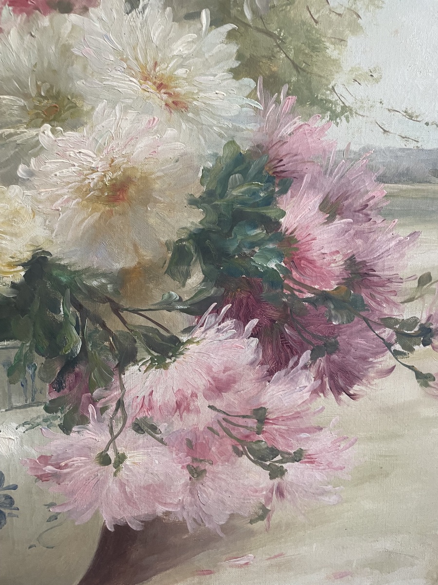 Huile sur toile représentant un bouquet de fleurs signé E. Coppenole-photo-6