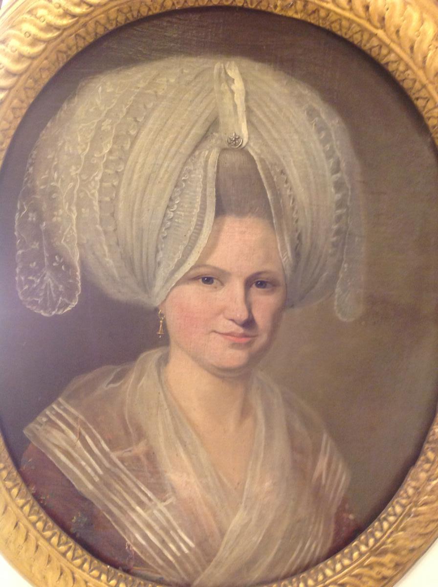 Portrait d'Une Jeune Femme  d'époque 18 Eme Siècle Ovale Dans Son Cadre d'Origine 