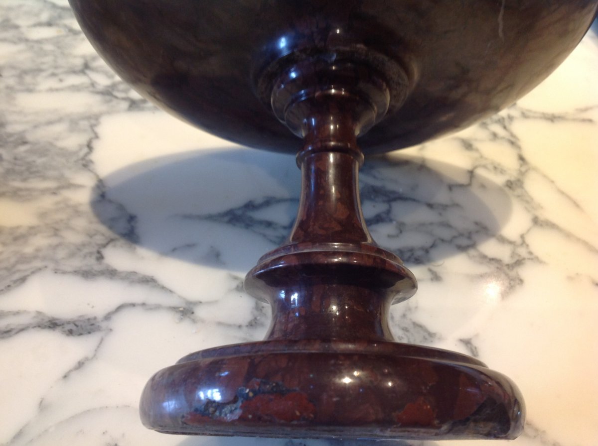 Pair Of Cups In Red Griotte Marble Napoléon III Period -photo-3