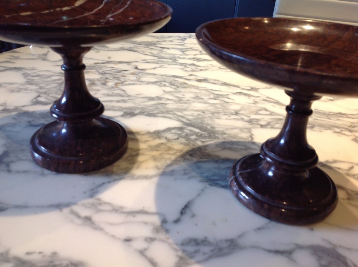 Pair Of Cups In Red Griotte Marble Napoléon III Period -photo-5