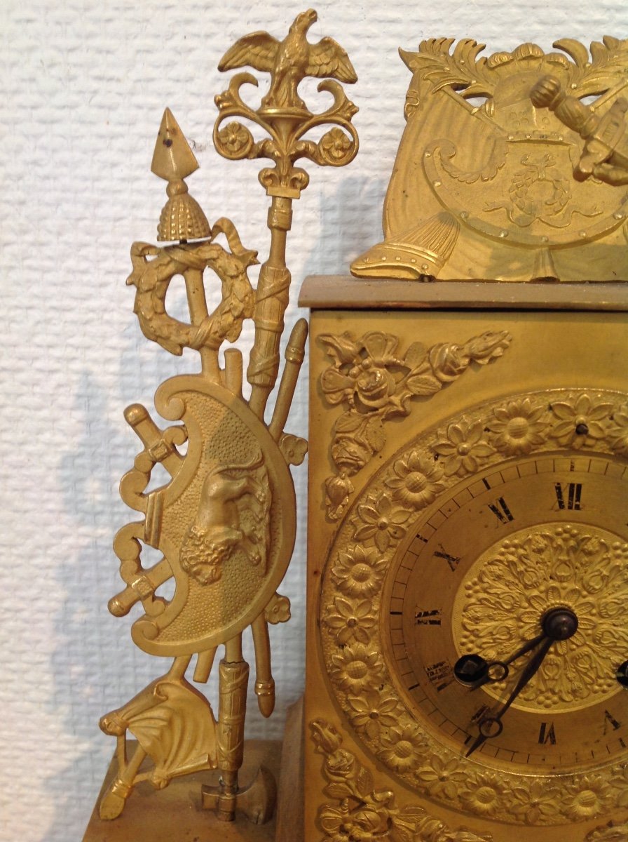 Centurion Clock In Gilt Bronze Restoration Period Circa 1820-photo-4