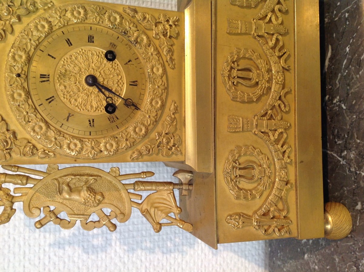 Centurion Clock In Gilt Bronze Restoration Period Circa 1820-photo-1