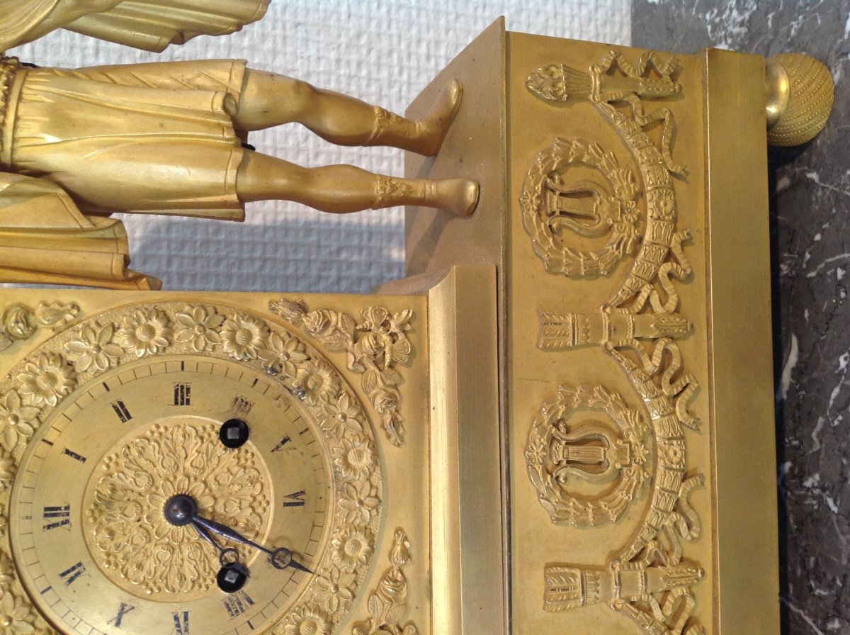 Centurion Clock In Gilt Bronze Restoration Period Circa 1820-photo-2