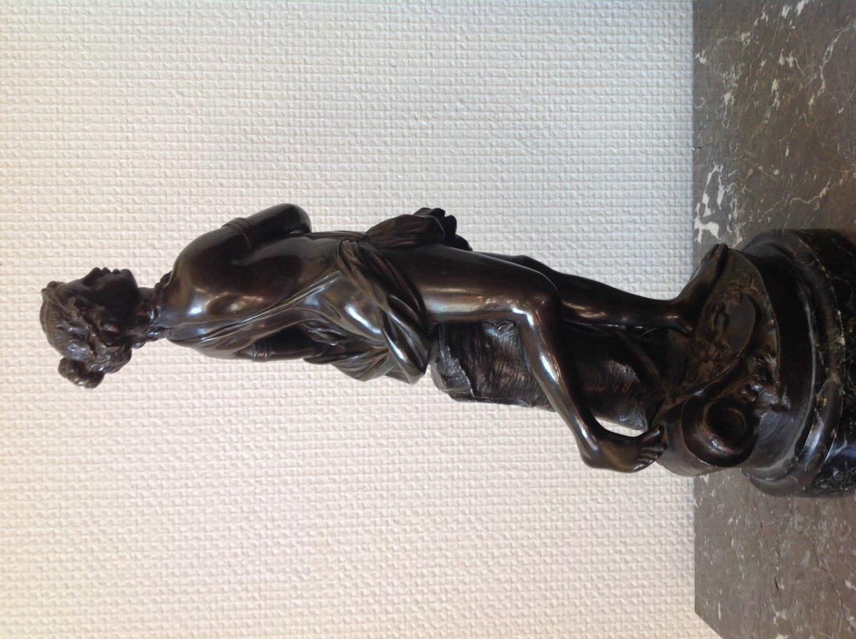 Bronze With Brown Patina From The 19th Time Representing A Bacchanal After Clodion-photo-4