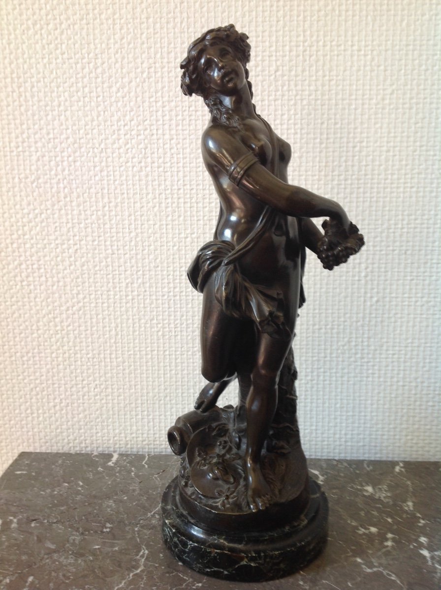 Bronze With Brown Patina From The 19th Time Representing A Bacchanal After Clodion