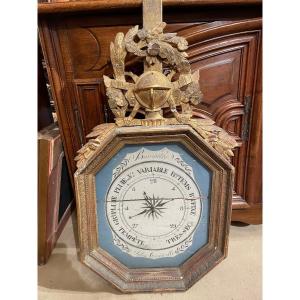 Directoire Period Barometer In Carved And Gilded Wood 