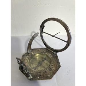 18th Century Silver-plated Bronze Sundial 