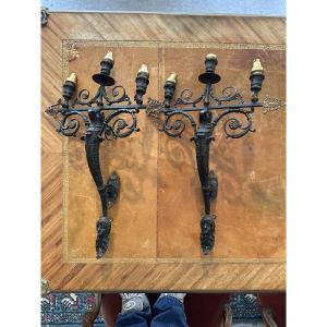 Pair Of Empire Period Bronze Sconces