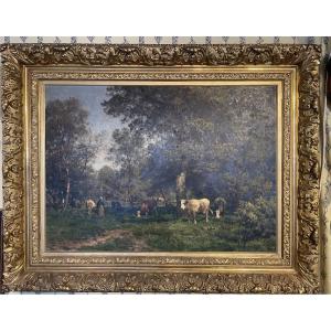 Large Painting Signed Julius Jacobs Bakhuijzen Circa 1865