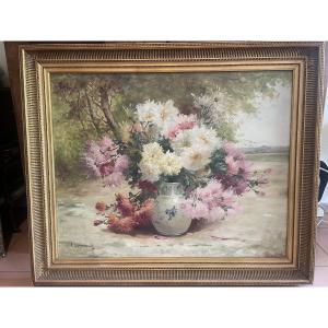 Oil On Canvas Depicting A Bouquet Of Flowers, Signed E. Coppenole