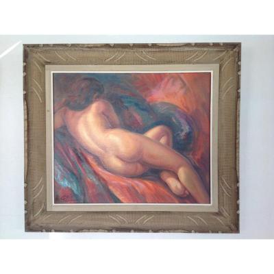 Oil On Canvas Representing A Back Nude Signed Genta