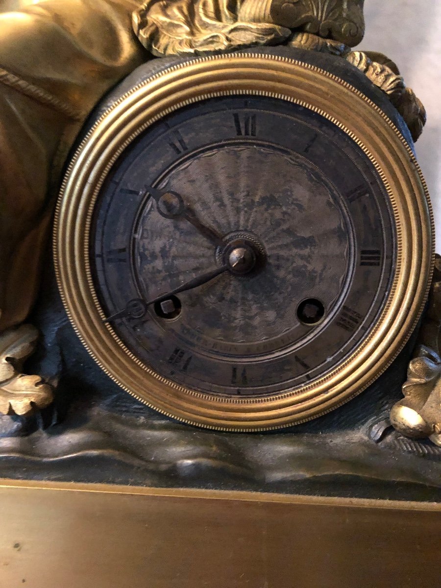 Gilt Bronze Clock “woman With Jewels” From The Restoration Period -photo-1