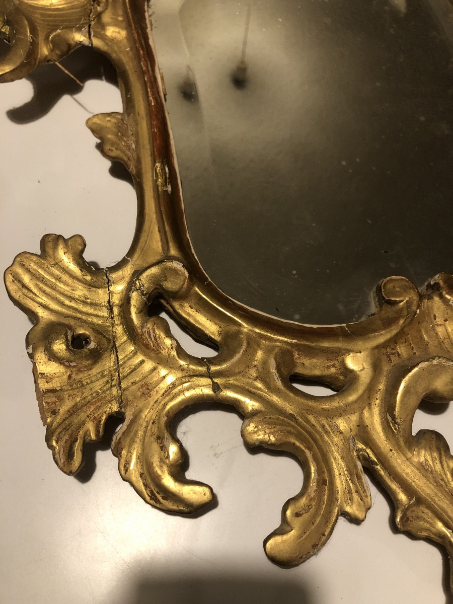 Miroir bois doré vénitien 19 eme-photo-1