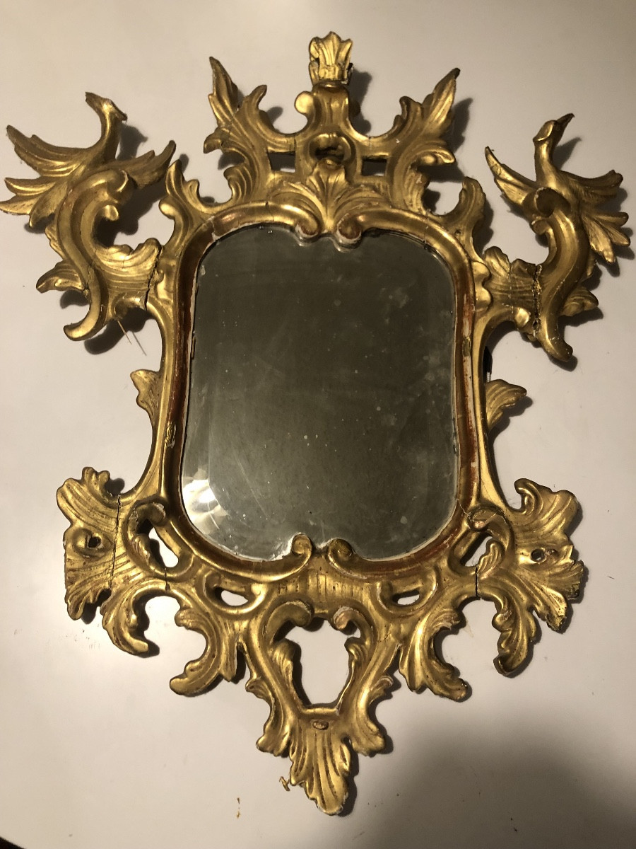 Miroir bois doré vénitien 19 eme