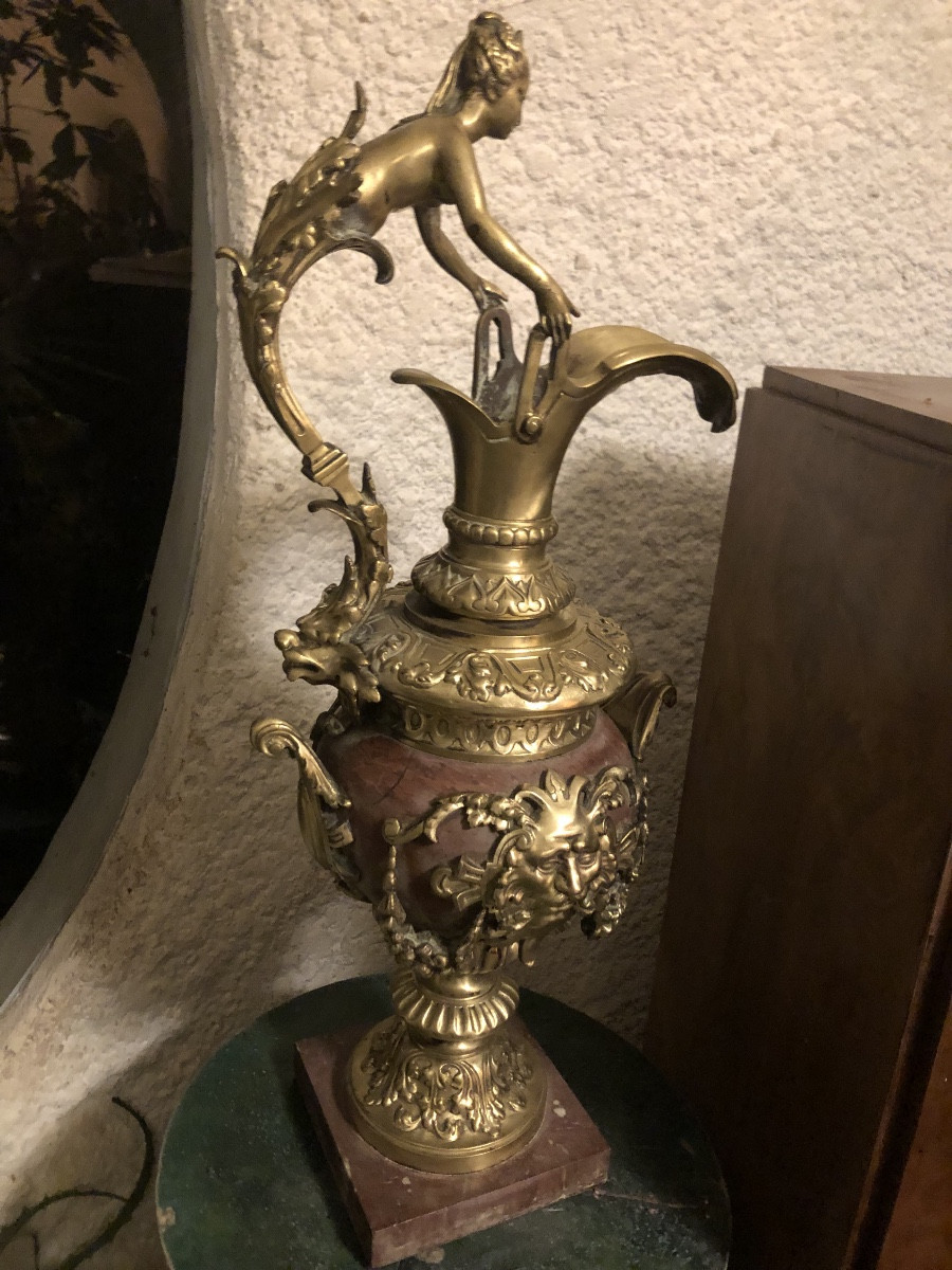 Decorative Marble And Bronze Ewer Niii
