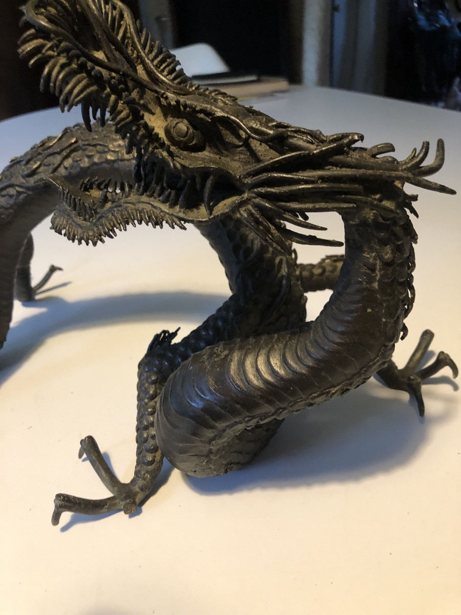 Dragon en bronze 19 eme japonais -photo-3