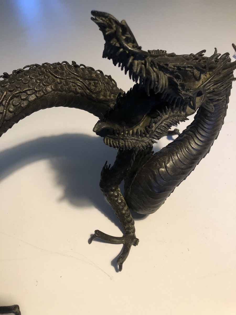 Dragon en bronze 19 eme japonais -photo-4
