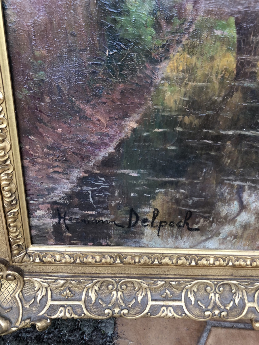 Tableau grand format  19 eme signé Herman delpech-photo-1