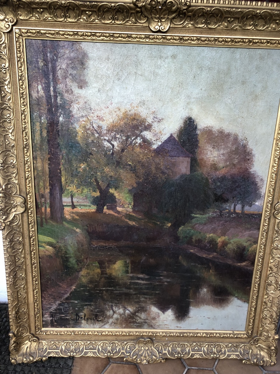 Tableau grand format  19 eme signé Herman delpech