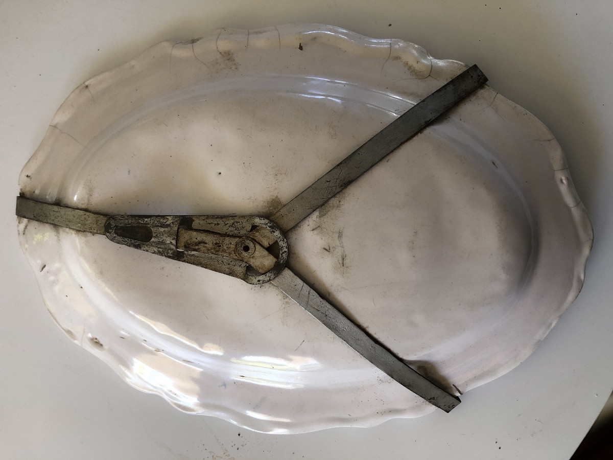 Plat ovale faïence début 19 eme représentant napoleon 1er au pont d’arcole-photo-2